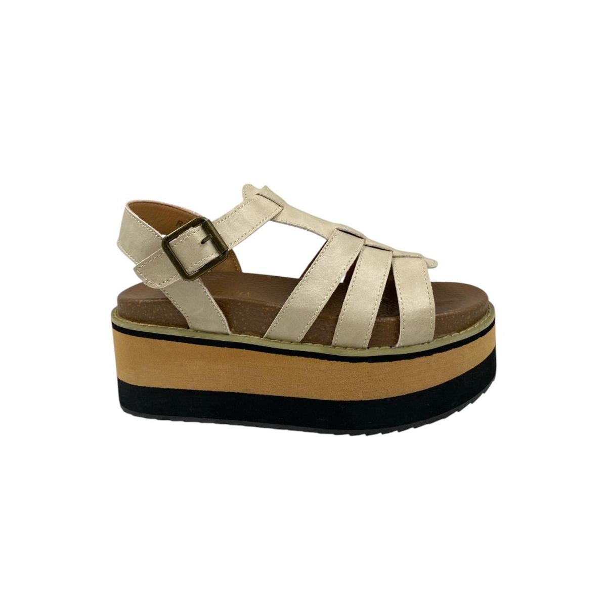 HERIEL - Sandalia Beige Plataforma Mujer