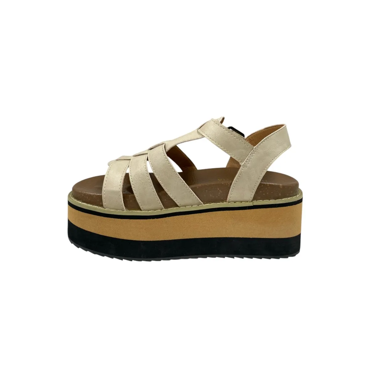 HERIEL - Sandalia Beige Plataforma Mujer