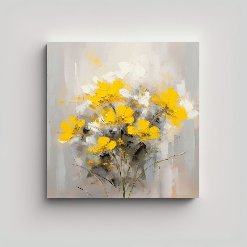 GENERICO - Cuadro Imagen Escenario Amarillo Y Plata Con 90x90 Cm