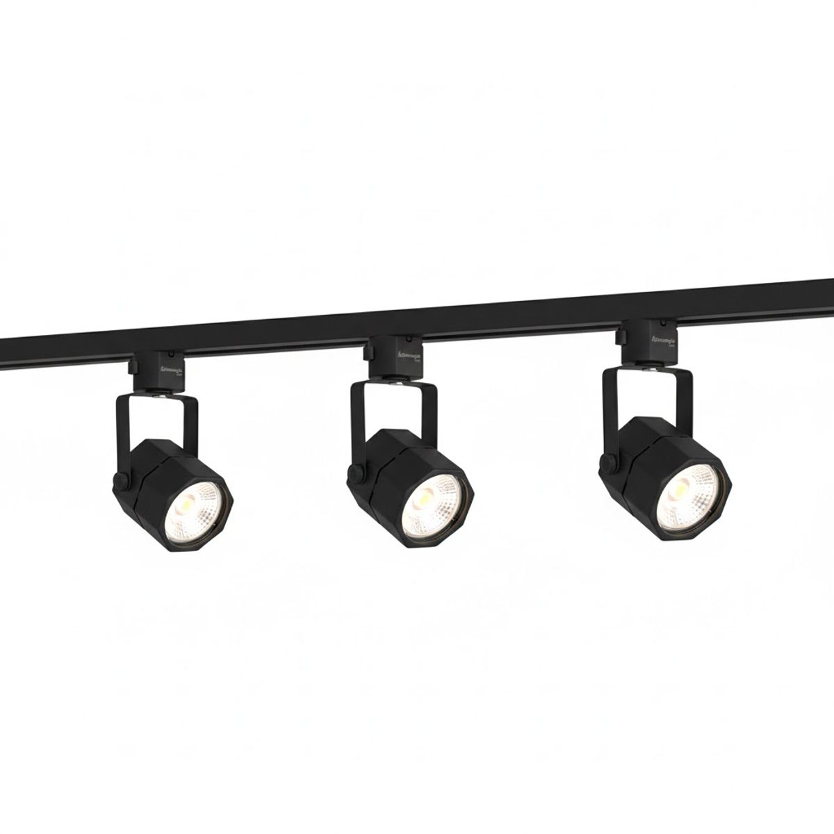 MEGABRIGHT - Lámpara 3 Focos Negros Hexagonal Luz Neutra Con Riel de 1 Metro