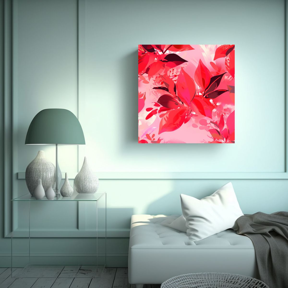 GENERICO - Cuadro Abstracto En Bastidor En Colores Rojo Y 70x70 Cm