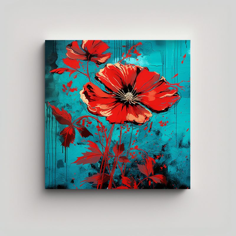 GENERICO - Cuadro Neonoir Escena Rojo Y Turquesa, Alta 80x80 Cm