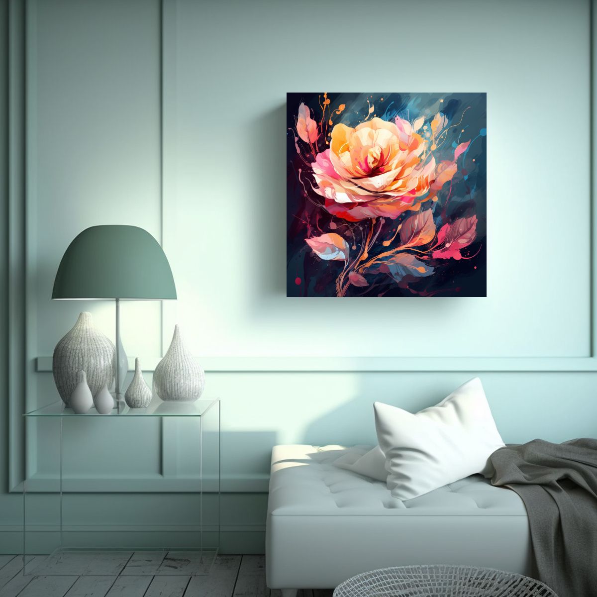 GENERICO - Pintura Decorativa Floral Estilo Medio Colores 80x80 Cm