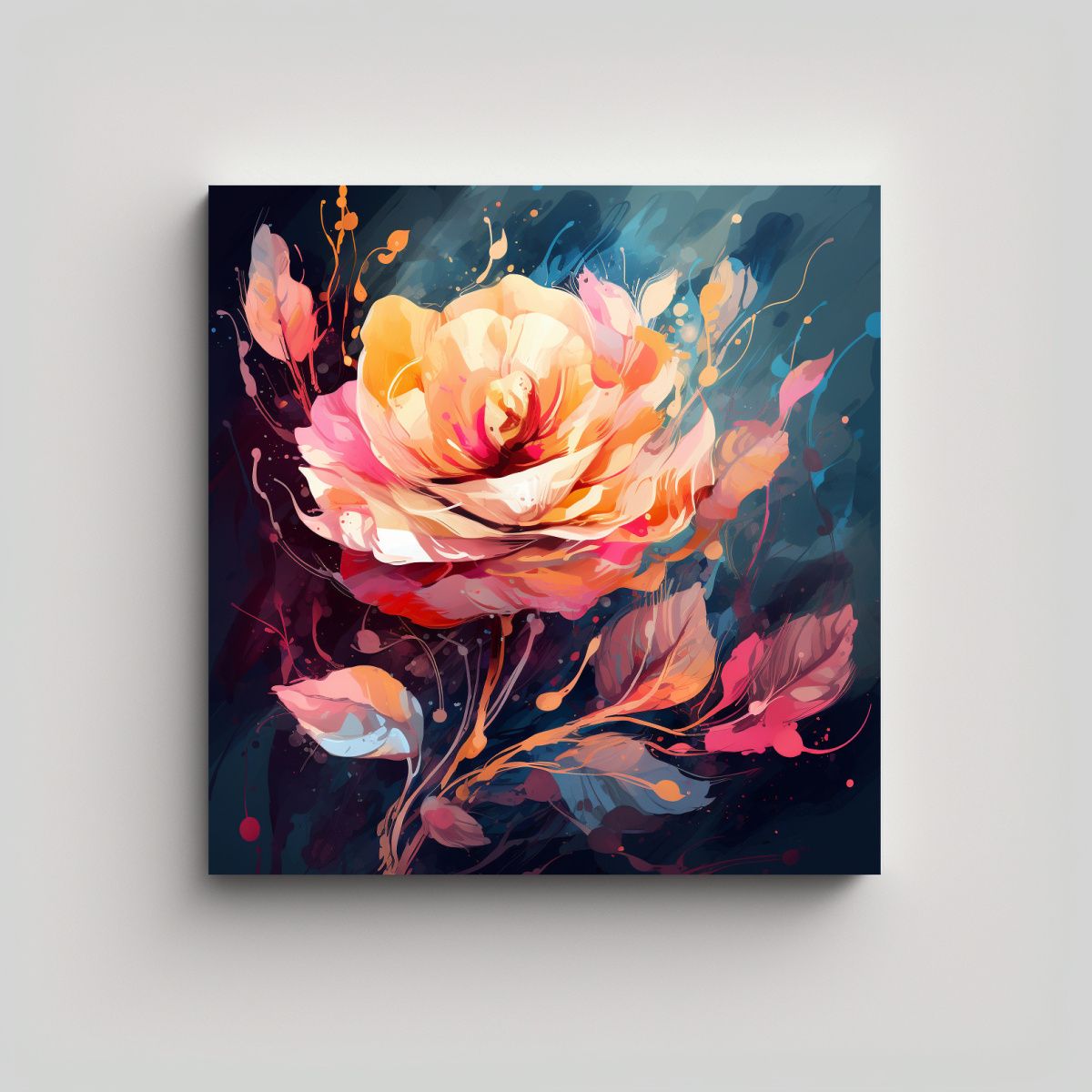 GENERICO - Pintura Decorativa Floral Estilo Medio Colores 70x70 Cm