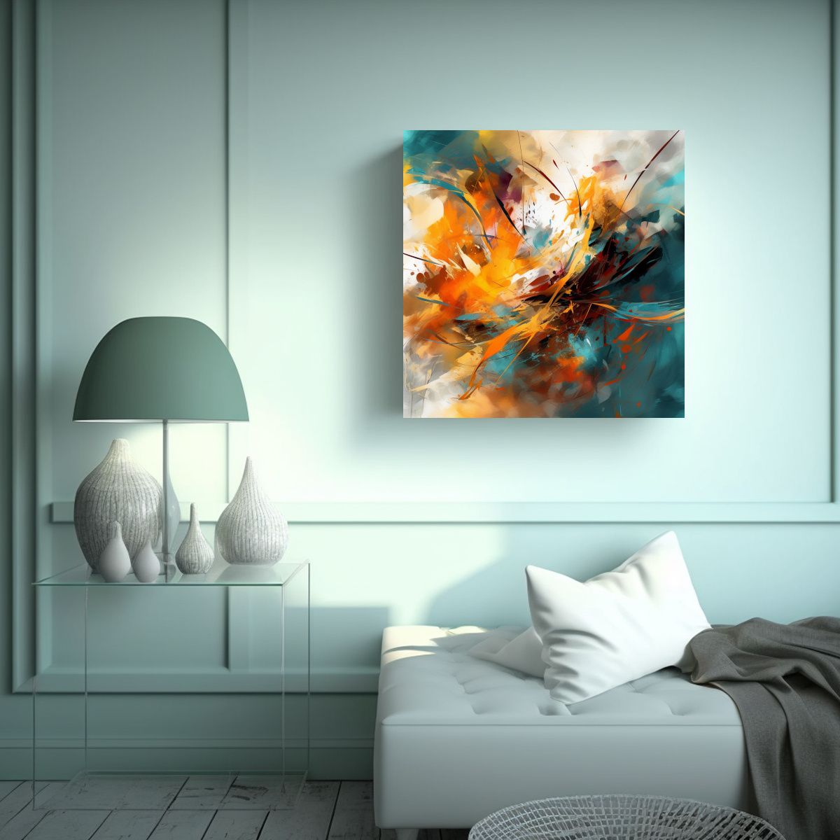 GENERICO - Pintura Abstracta De Canva Impreso Con 70x70 Cm