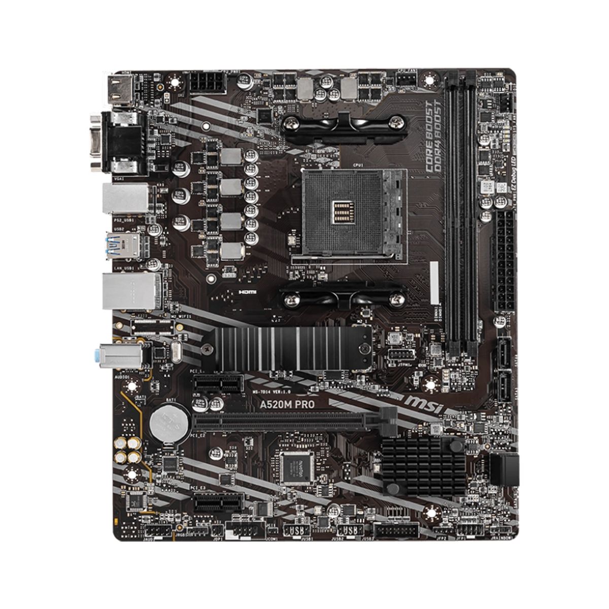 MSI - Placa Madre MSI A520M PRO AMD A520 AM4 DDR4mATX Dual