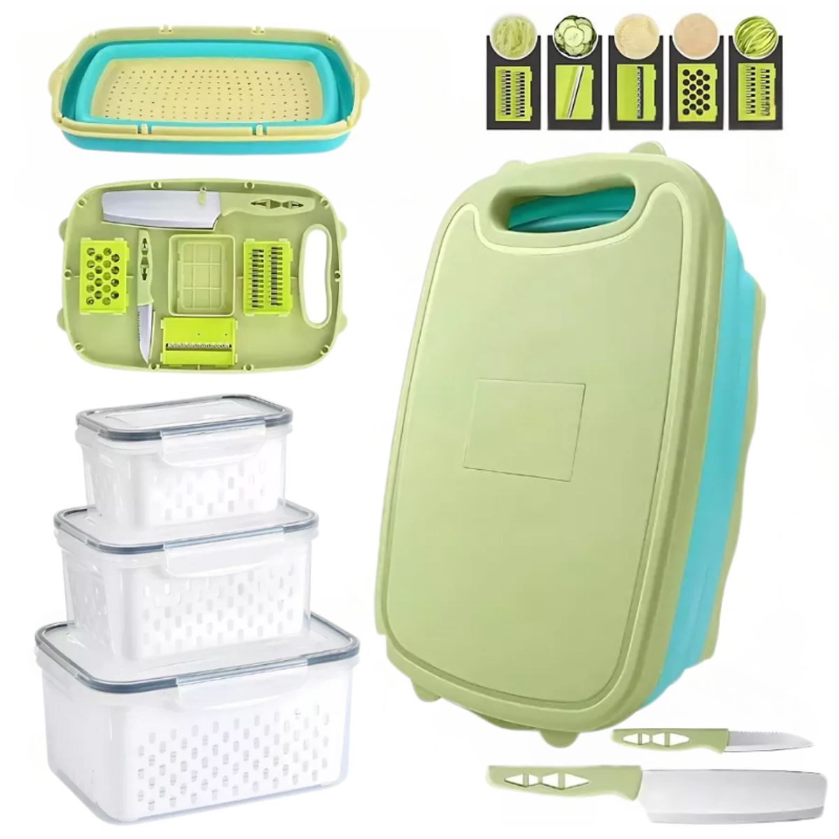 BELIDASHOP - Bandeja Tabla De Cocina 9 En 1 + 3 Recipientes Herméticos