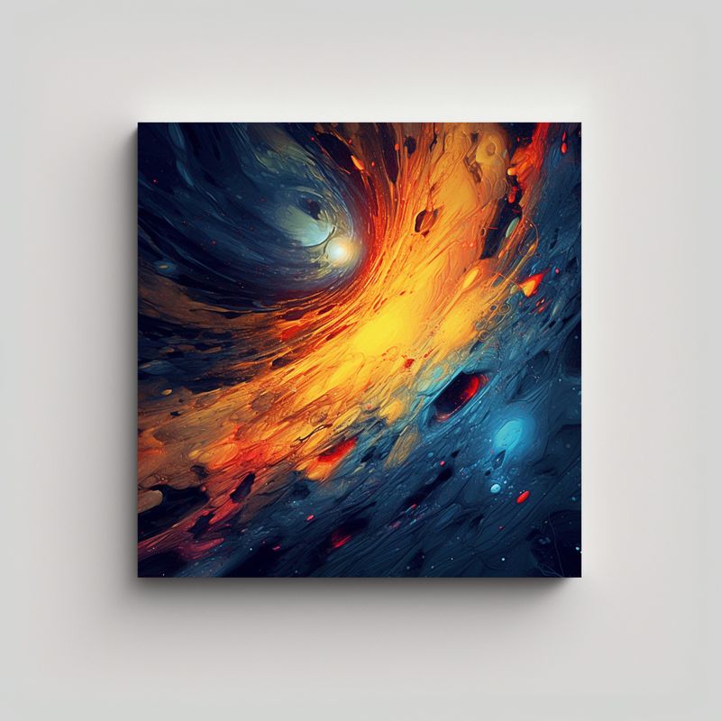 GENERICO - Pintura Abstracta Inspiración Outer Space Para 90x90 Cm