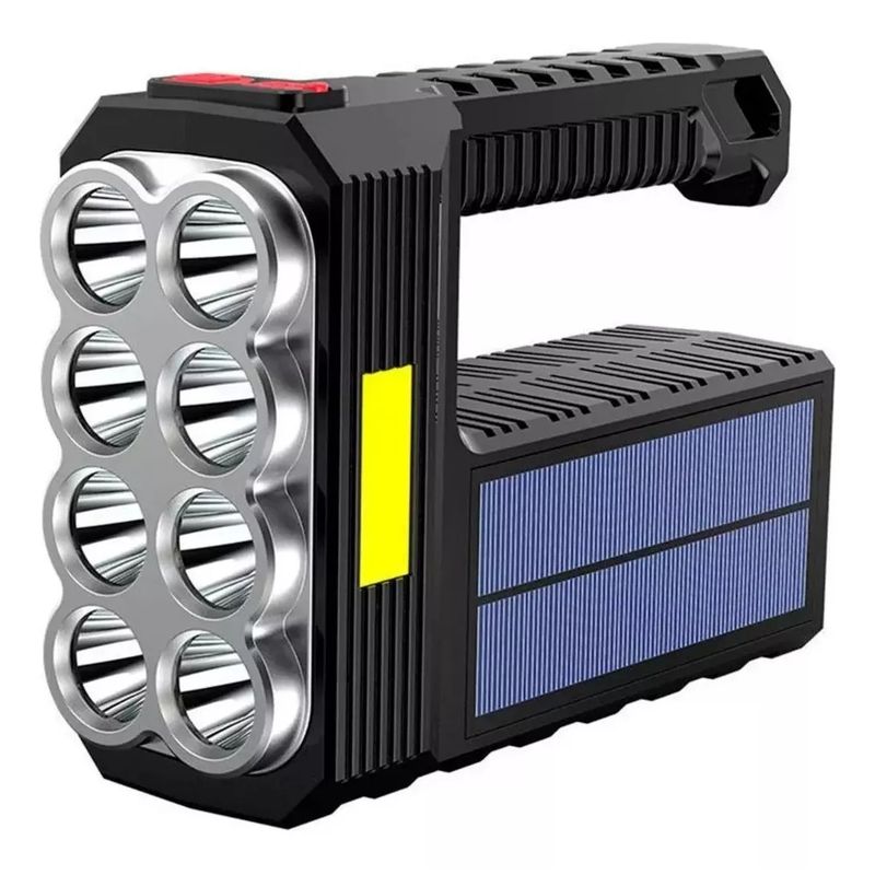 GENERICO - Linterna 8 Led Recargable Usb + Luz Solar Impermeable