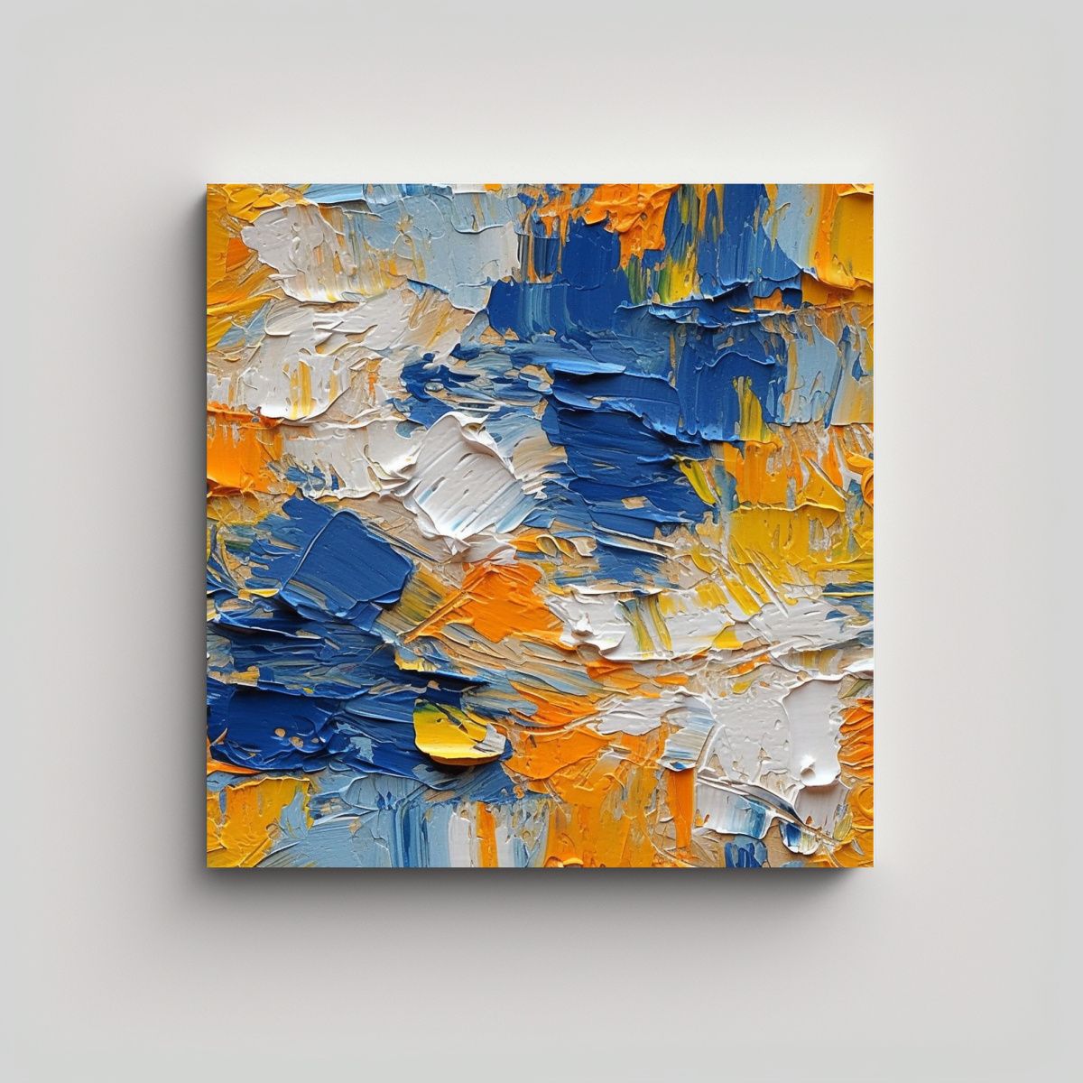 GENERICO - Cuadro Moderno Reflejo Abstracto Azul Amarillo Y 90x90 Cm