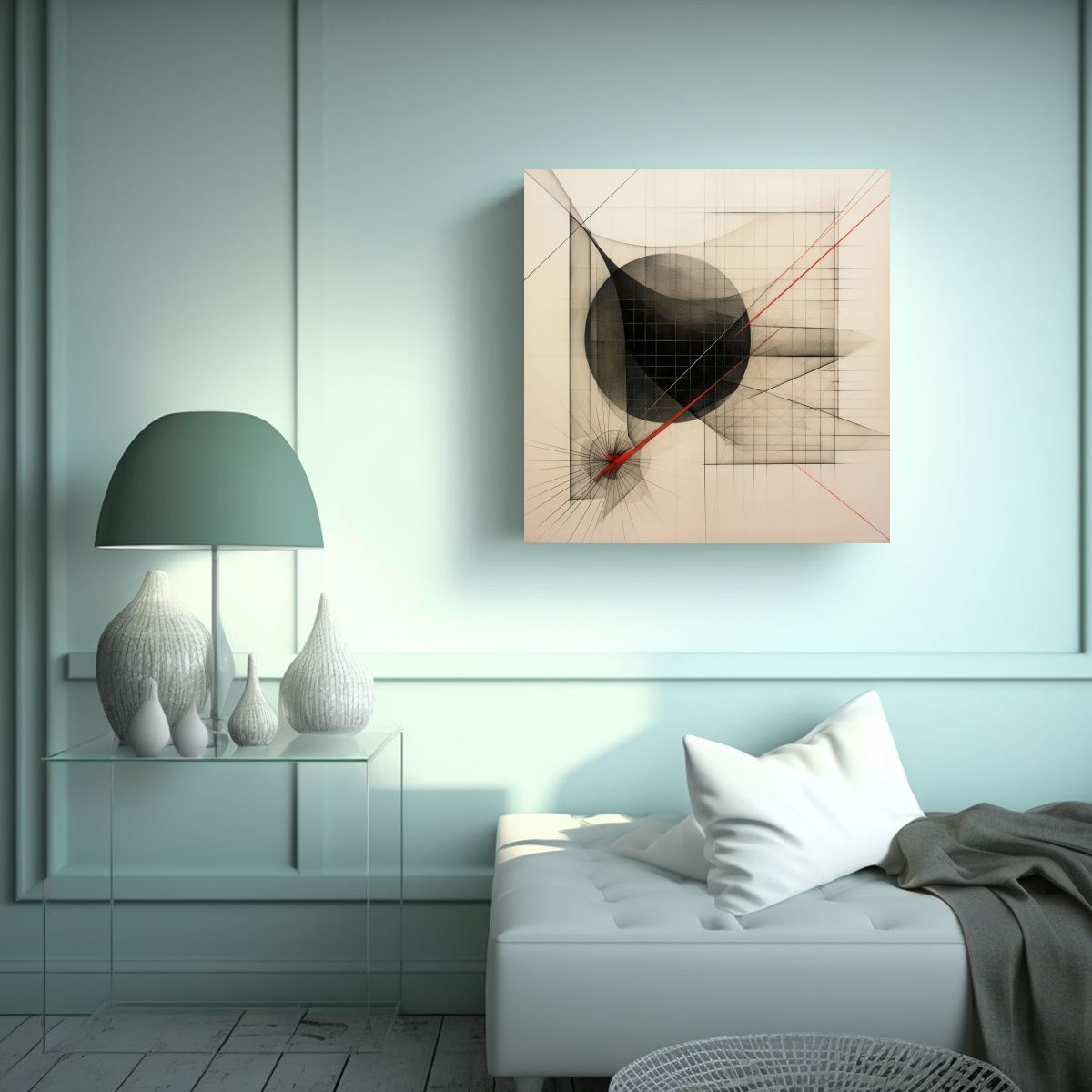 GENERICO - Cuadro Minimalista Impreso Con Geometría De Tres 50x50 Cm