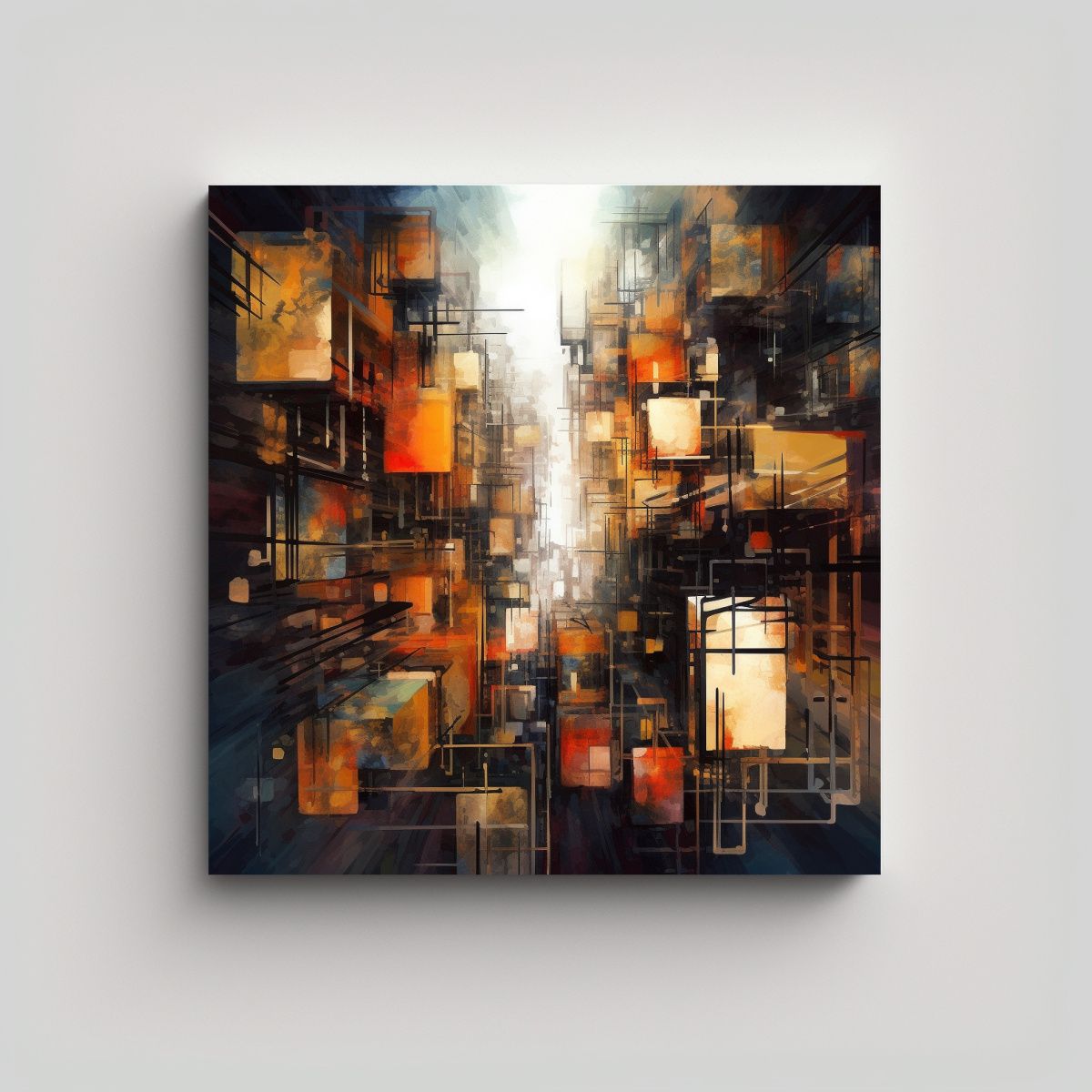 GENERICO - Pintura Decorativa Urbana Abstracta En Tela 80x80 Cm