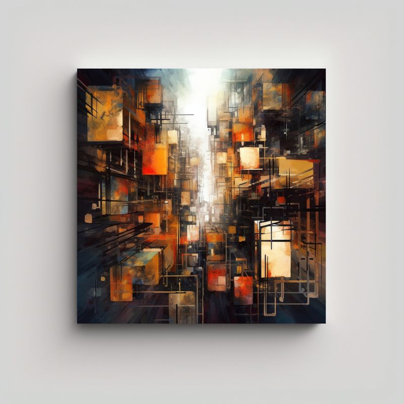 GENERICO - Pintura Decorativa Urbana Abstracta En Tela 70x70 Cm