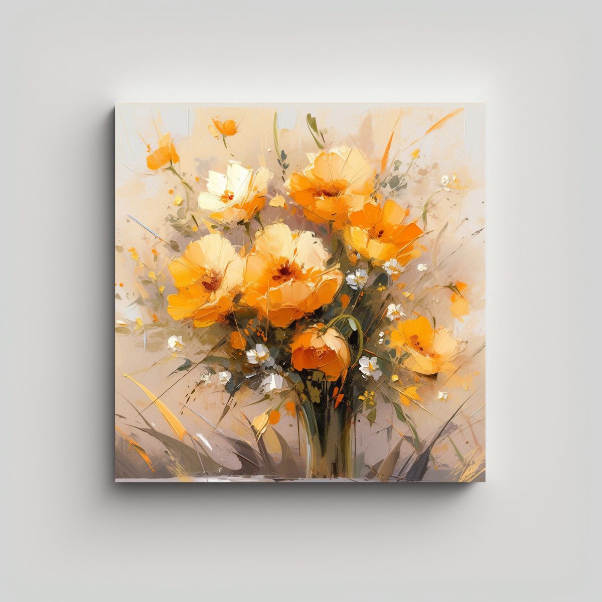 GENERICO - Pintura En Lienzo Estilo Decorativo De Flores 80x80 Cm