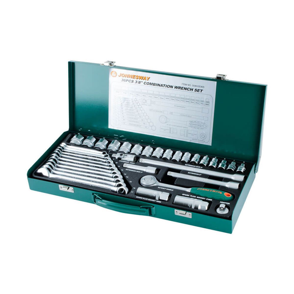 JONNESWAY - Juego de Dados Hexagonales Jonnesway 3/8 - 36 Piezas