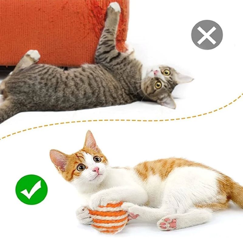 METALFER - Pelota Para Rascar Gatos Juguete Ecológico NARANJA