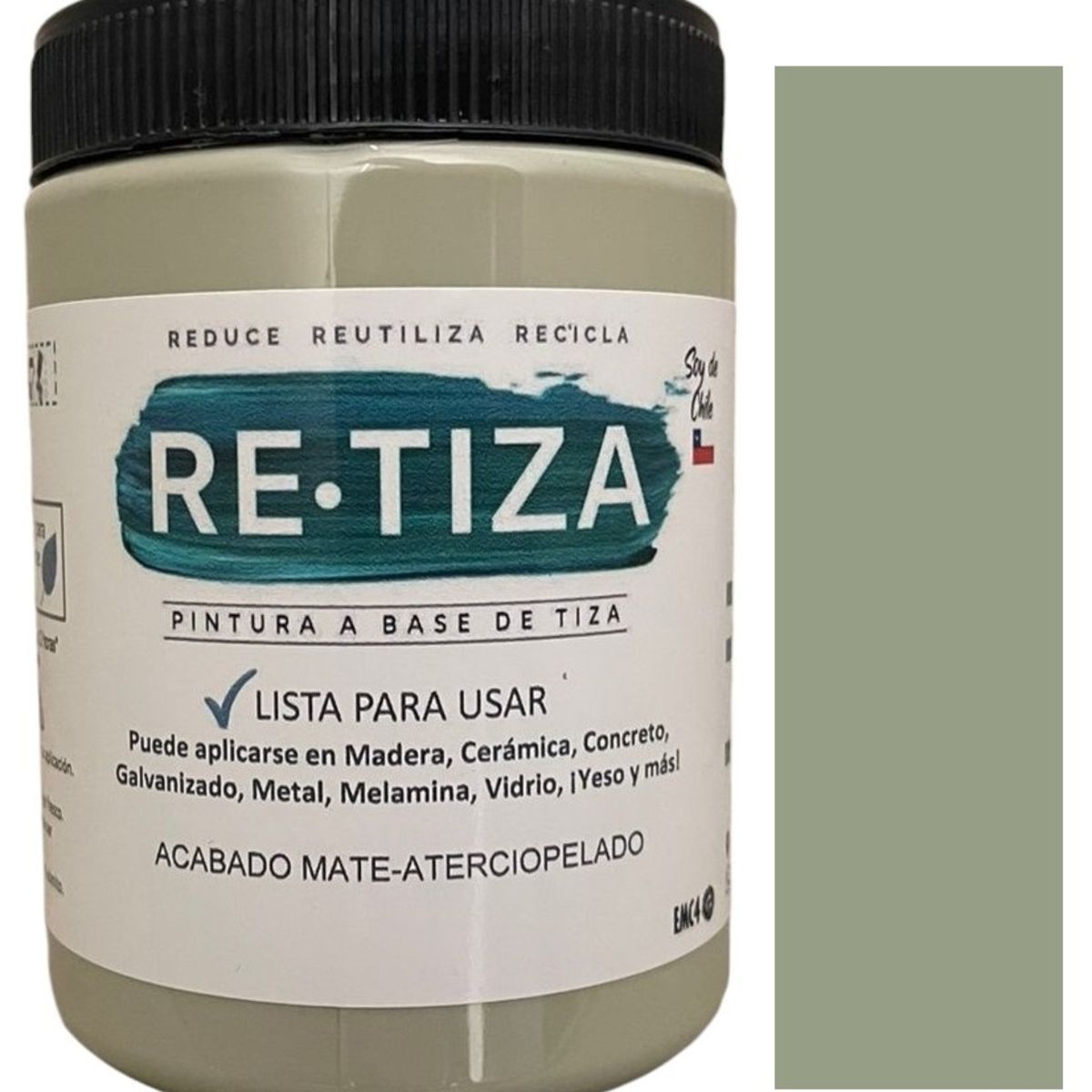 RETIZA - Pintura Tizada/Vintage VERDE OLIVA 1 kilo. base agua mate decorativa