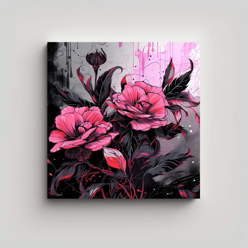 GENERICO - Cuadro De Alta Calidad Mágico En Negro Y Rosa 80x80 Cm