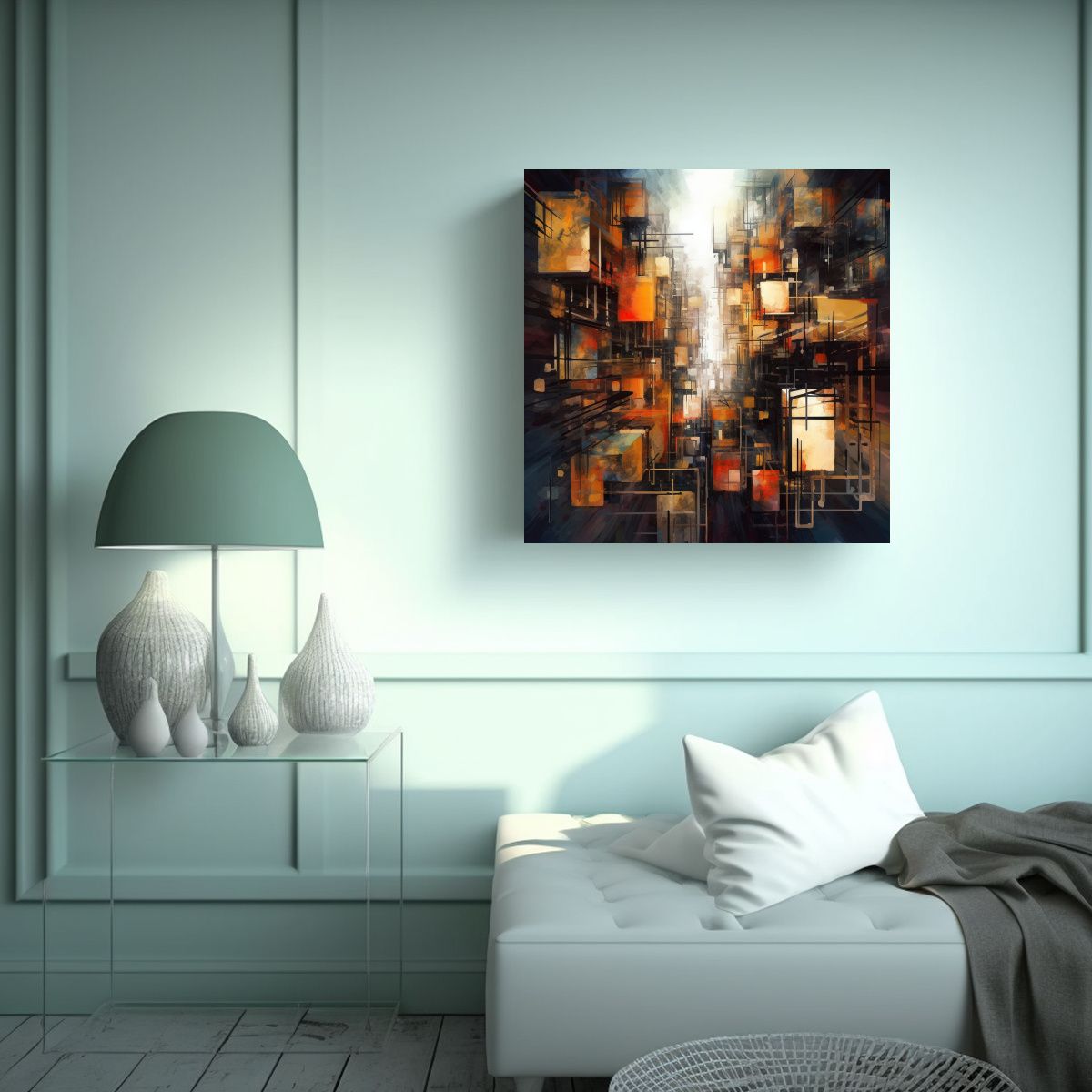 GENERICO - Pintura Decorativa Urbana Abstracta En Tela 60x60 Cm