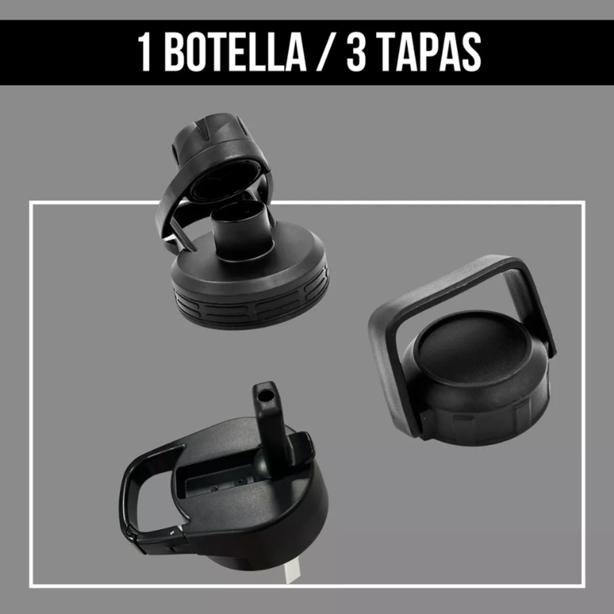HYPERHIKE - Termo Acero Inoxidable 1lt Hyperhike Botella Térmica 3 Tapas