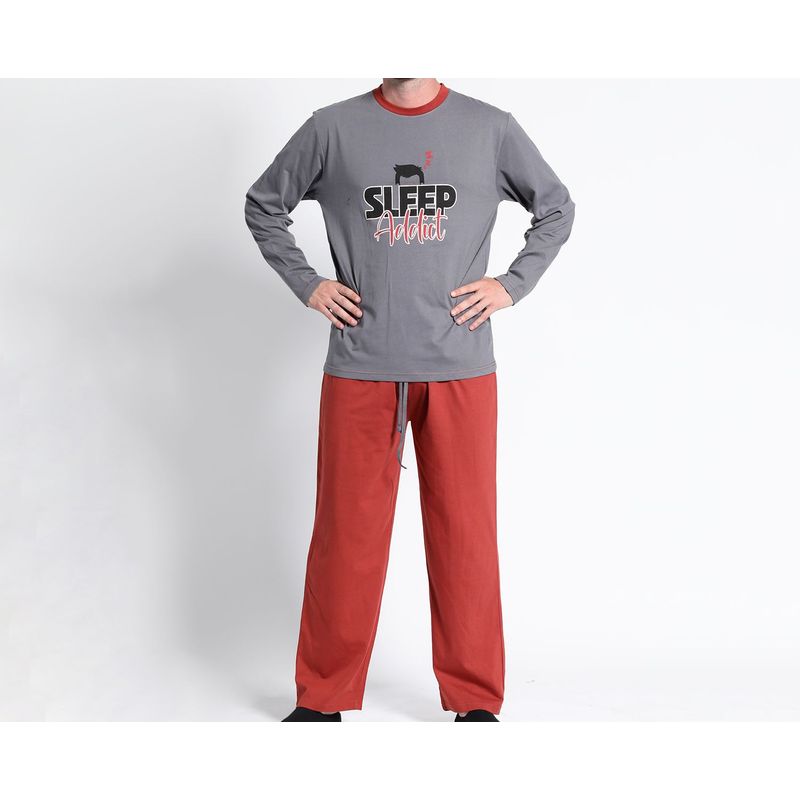 KOTTING - Pijama Largo Hombre Jersey Print