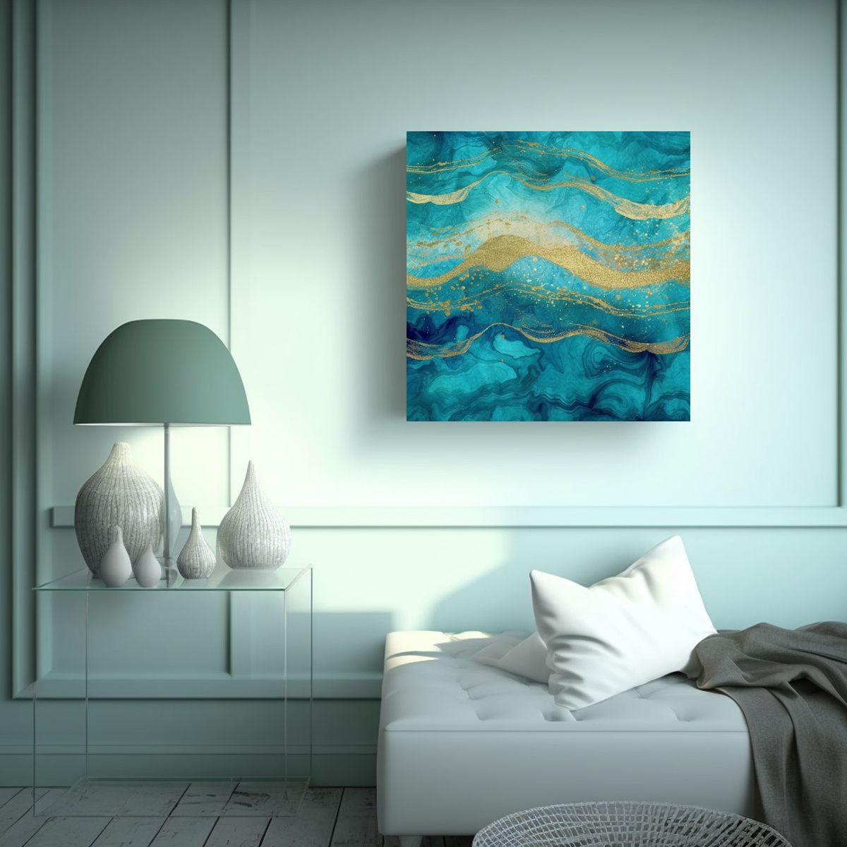 GENERICO - Cuadro Inspiración Poder Acuarela Azul Estilo 50x50 Cm