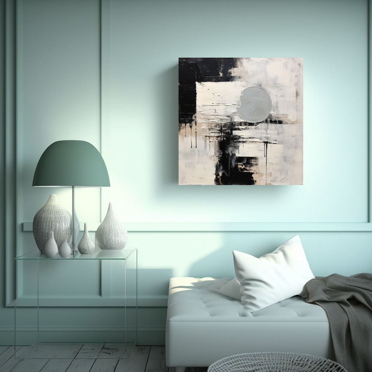 GENERICO - Pintura Acuarela Abstracta Minimalista De Alta 90x90 Cm