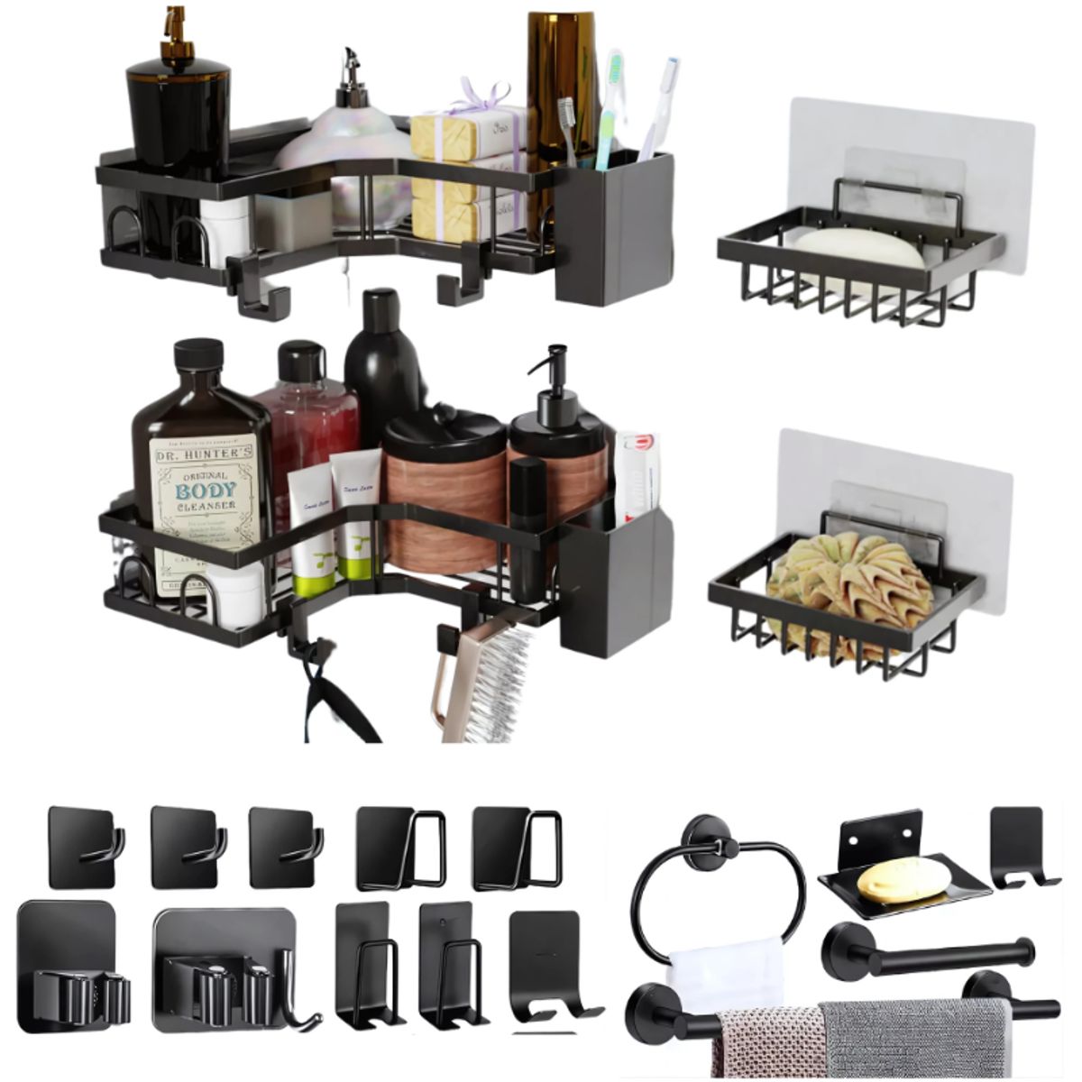 BELIDASHOP - Juego De Accesorios Para Baños + Esquineros De Ducha 6pz