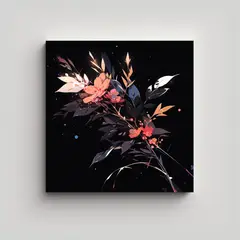 GENERICO - Lienzo Cuadrado Protagonismo Negro Colores 70x70 Cm