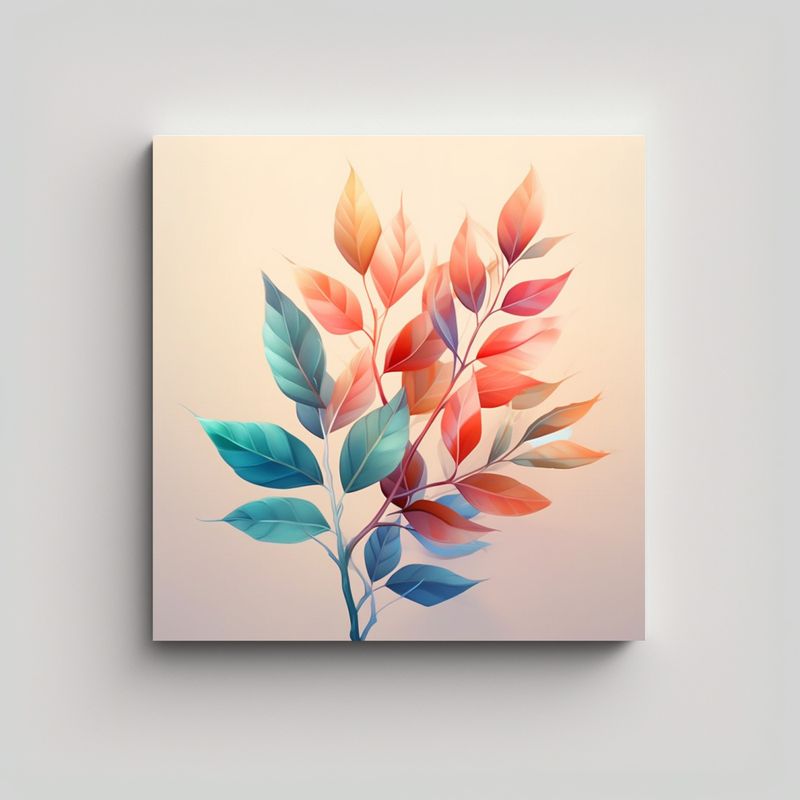 GENERICO - Pintura De Pared Con Hojas Bellas En Estilo 70x70 Cm