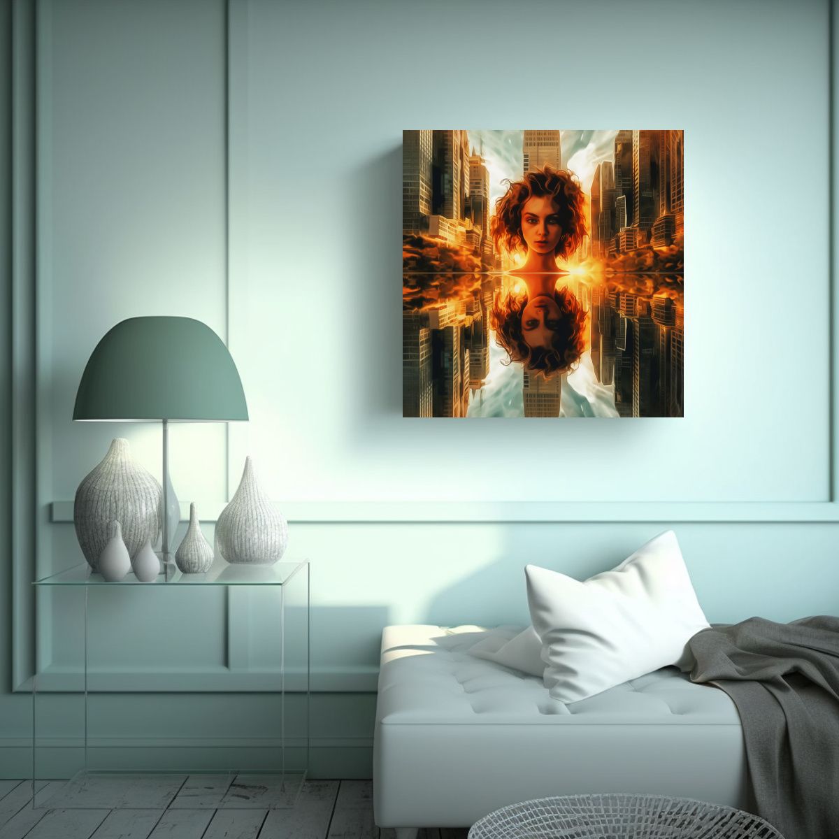 GENERICO - Cuadro Abstracto Bastidor Madera Colores 90x90 Cm