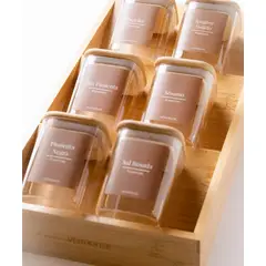 GENERICO - Set 6 Especieros Condimenteros Rack De Bambú Cocina Etiqueta Marron