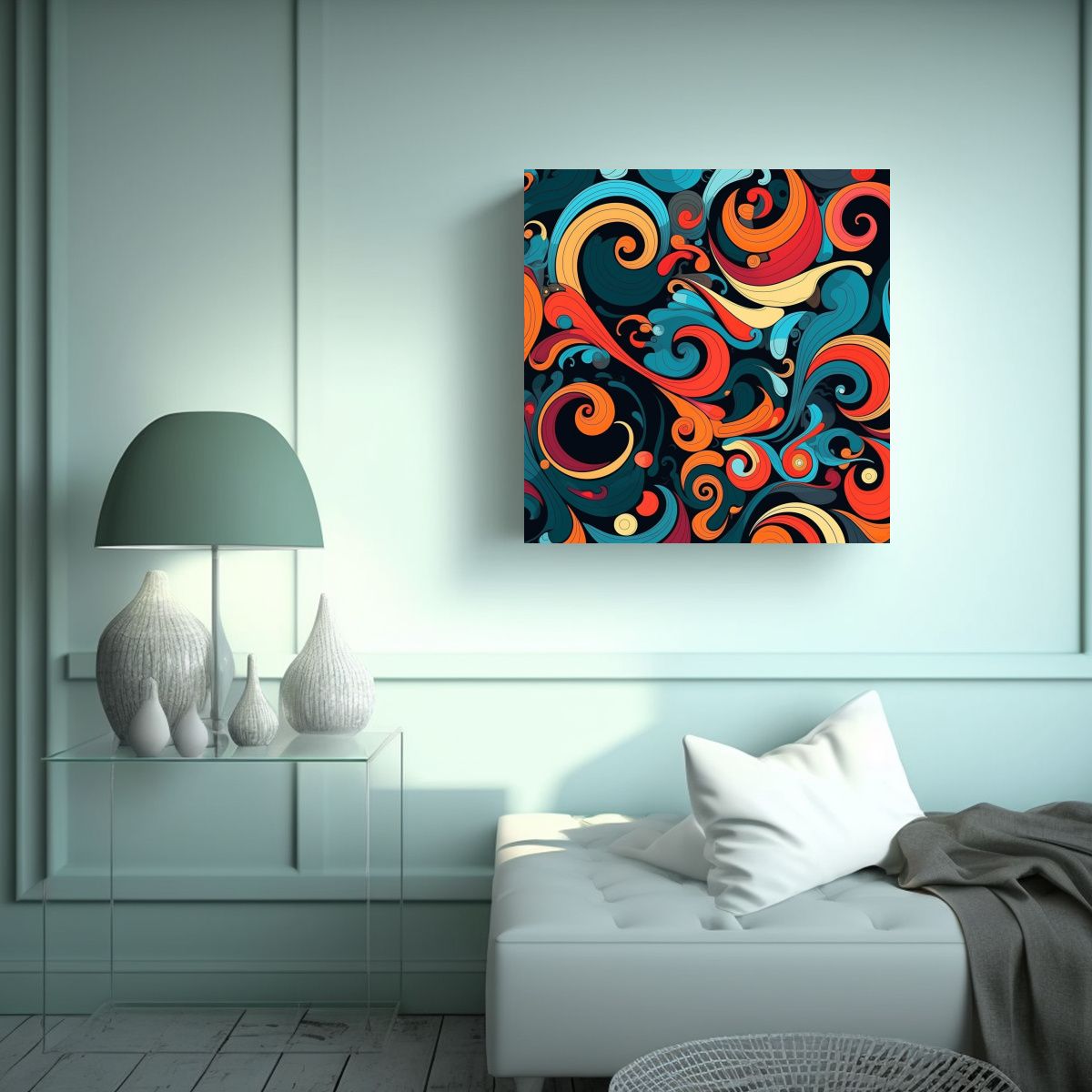 GENERICO - Pintura Decorativa Abstracta Con Diseño Retro 90x90 Cm