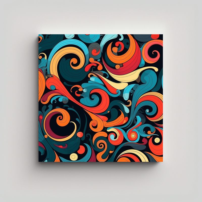 GENERICO - Pintura Decorativa Abstracta Con Diseño Retro 80x80 Cm