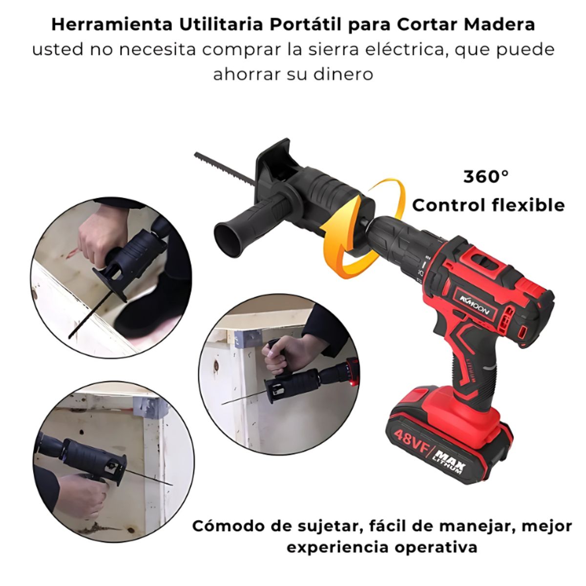 BELIDASHOP - Adaptador De Sierra Caladora Para Taladro + 3 Sierras