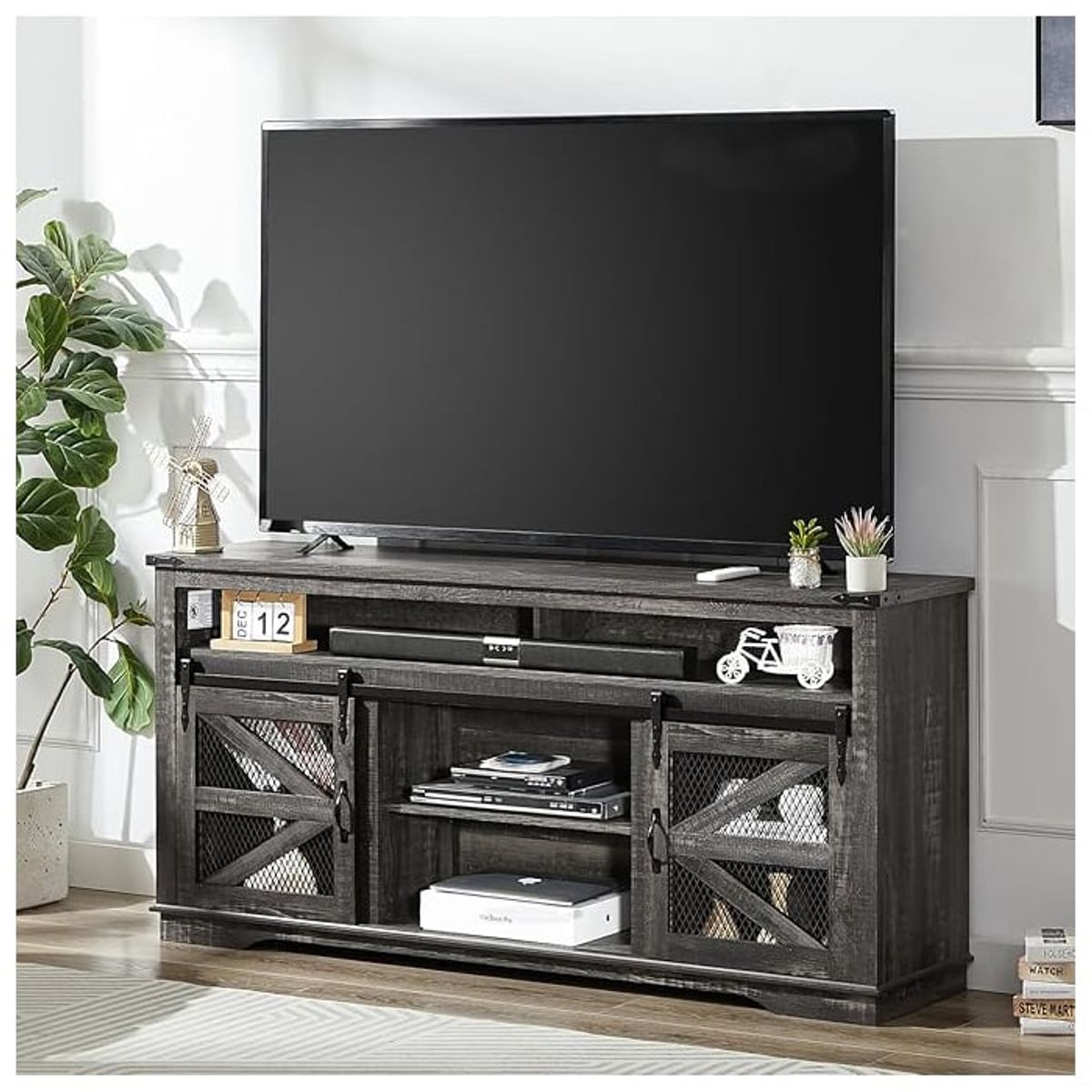 MSA MUEBLES SANTA ANA - RACK PARA TV 55 Con Corredera BLACK
