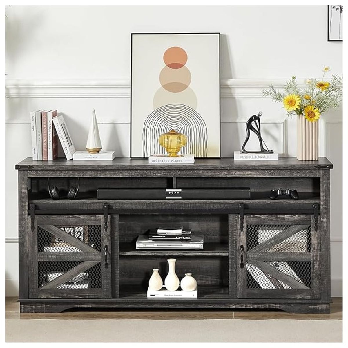 MSA MUEBLES SANTA ANA - RACK PARA TV 55 Con Corredera BLACK