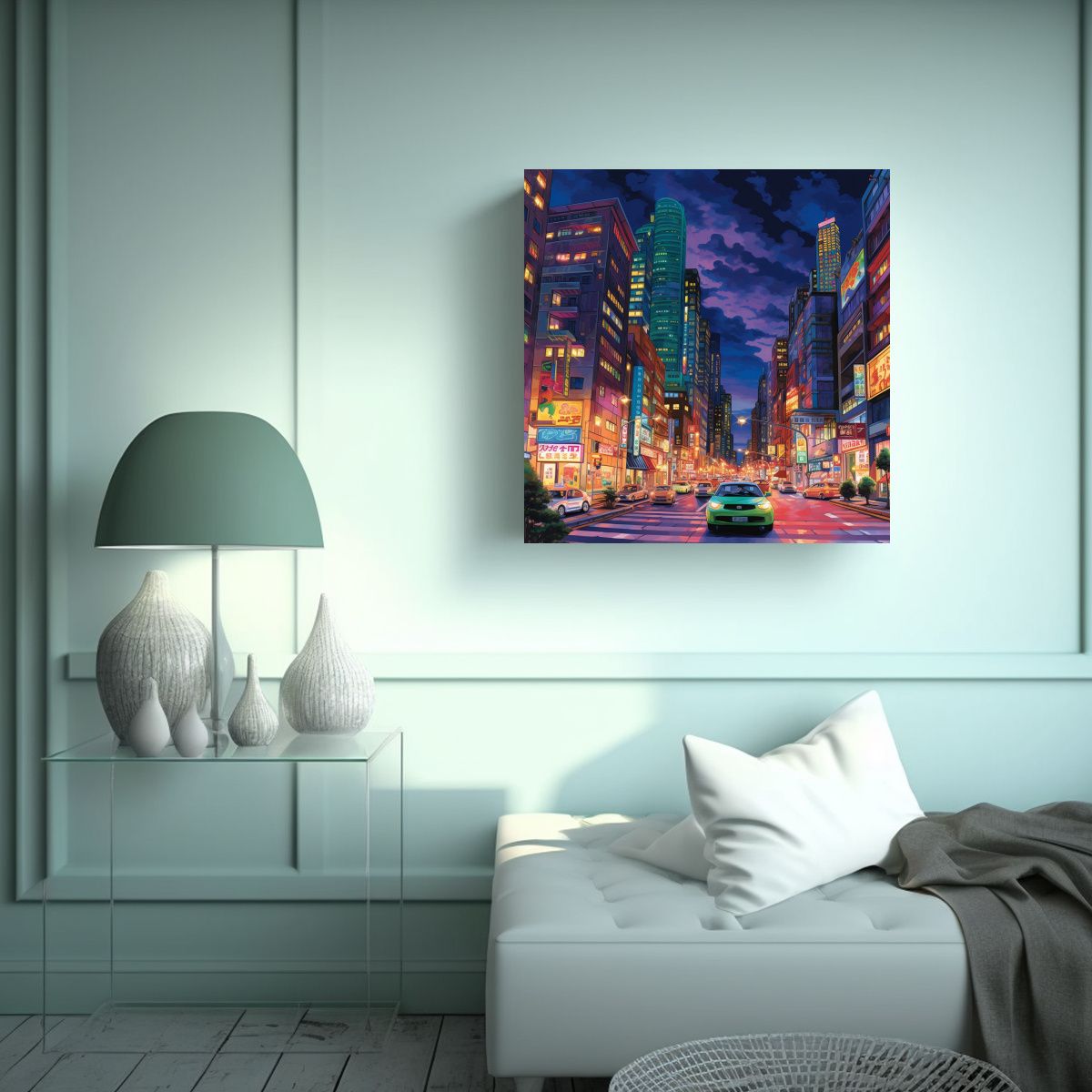 GENERICO - Fotografía De Paisaje Urbano Nocturno Con 80x80 Cm