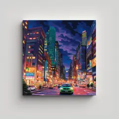 GENERICO - Fotografía De Paisaje Urbano Nocturno Con 60x60 Cm