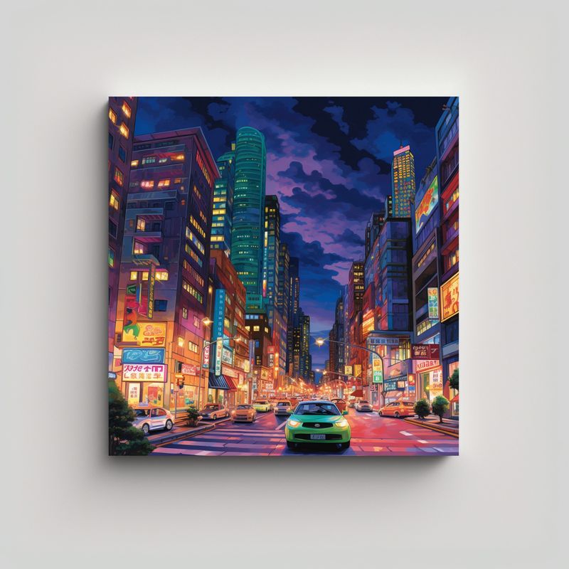 GENERICO - Fotografía De Paisaje Urbano Nocturno Con 50x50 Cm