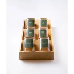 GENERICO - Set 6 Especieros Condimenteros Rack De Bambú Cocina Etiqueta Verde