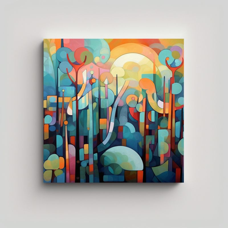 GENERICO - Cuadro Abstracto Alta Calidad Calma Menos Colorido 90x90 Cm