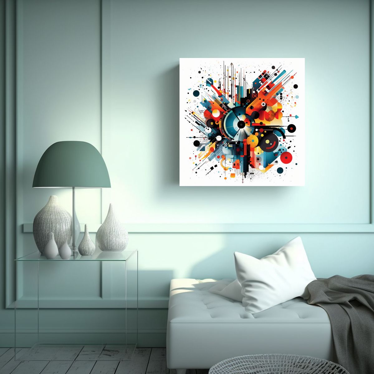 GENERICO - Cuadro Diseño Cuadrado De Equilibrio Al Estilo 50x50 Cm