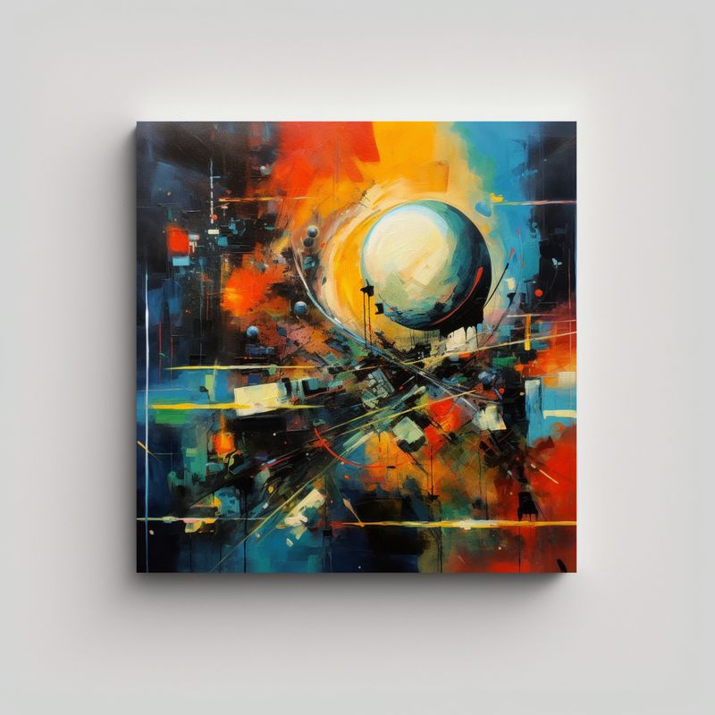 GENERICO - Cuadro Patron Intenso Reflejo Pintura Abstracta 70x70 Cm
