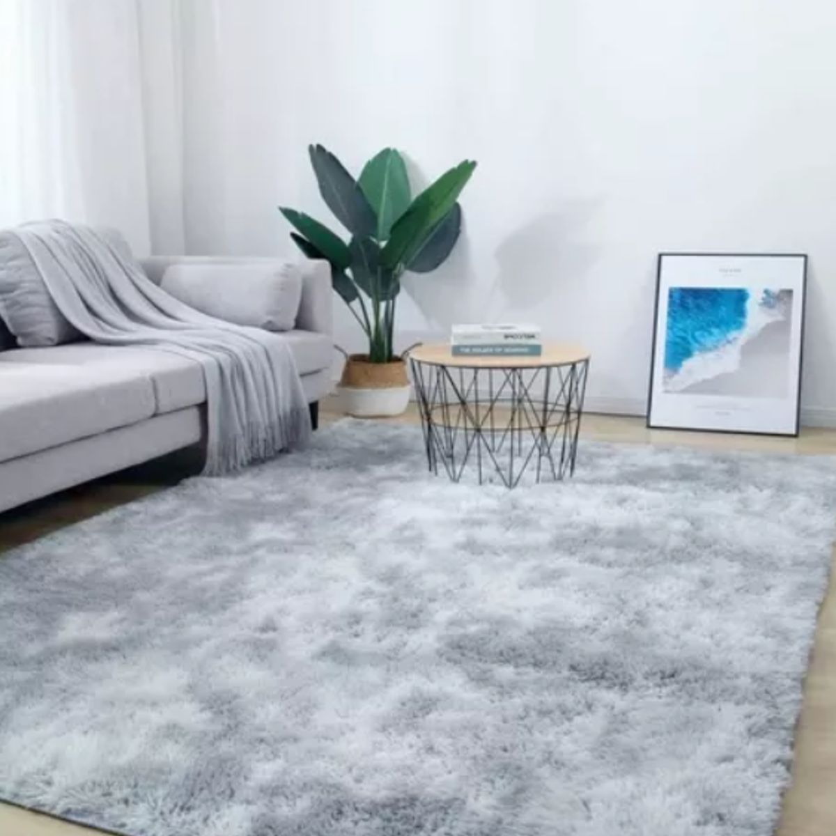 GENERICO - Alfombra Peluda shaggy gris  160x120