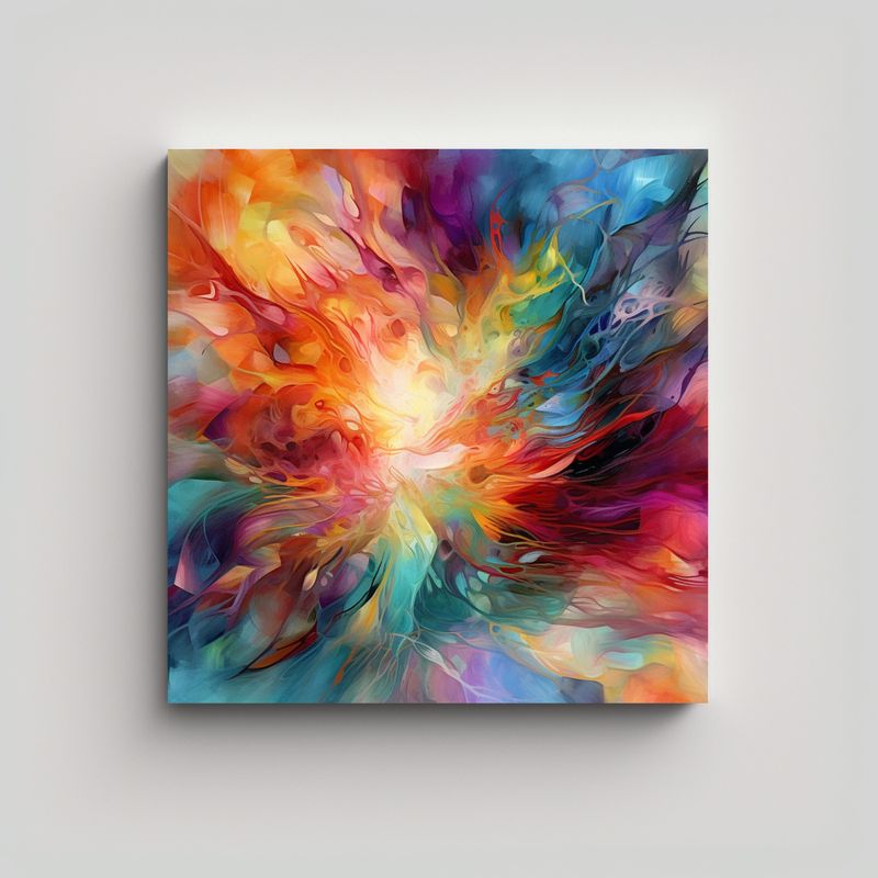 GENERICO - Cuadro Abstracto De Pared Colorido Y Simétrico 90x90 Cm
