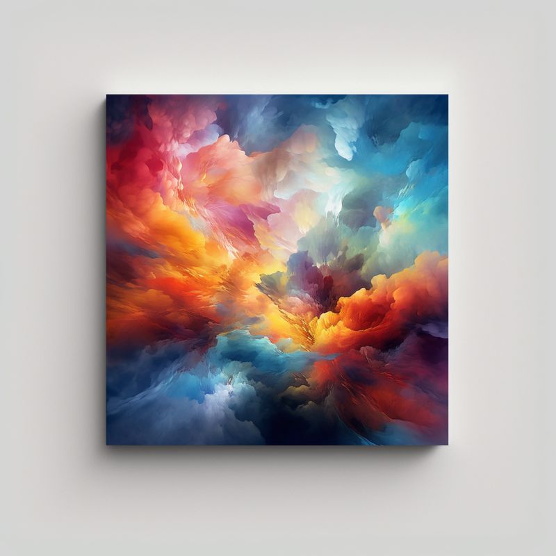 GENERICO - Cuadro Abstracto De Tonos Exposición Con Nubes 70x70 Cm