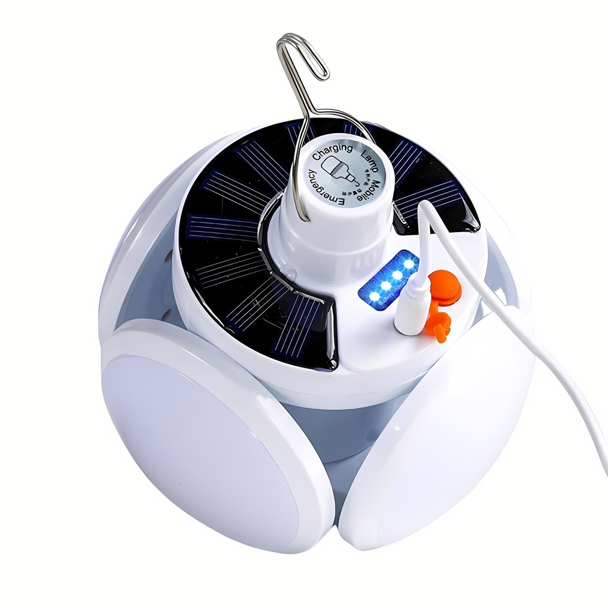 NOVYSTOR - Lampara Solar 50w, 5 Focos, 5 Modos, Carga Solar Y Usb