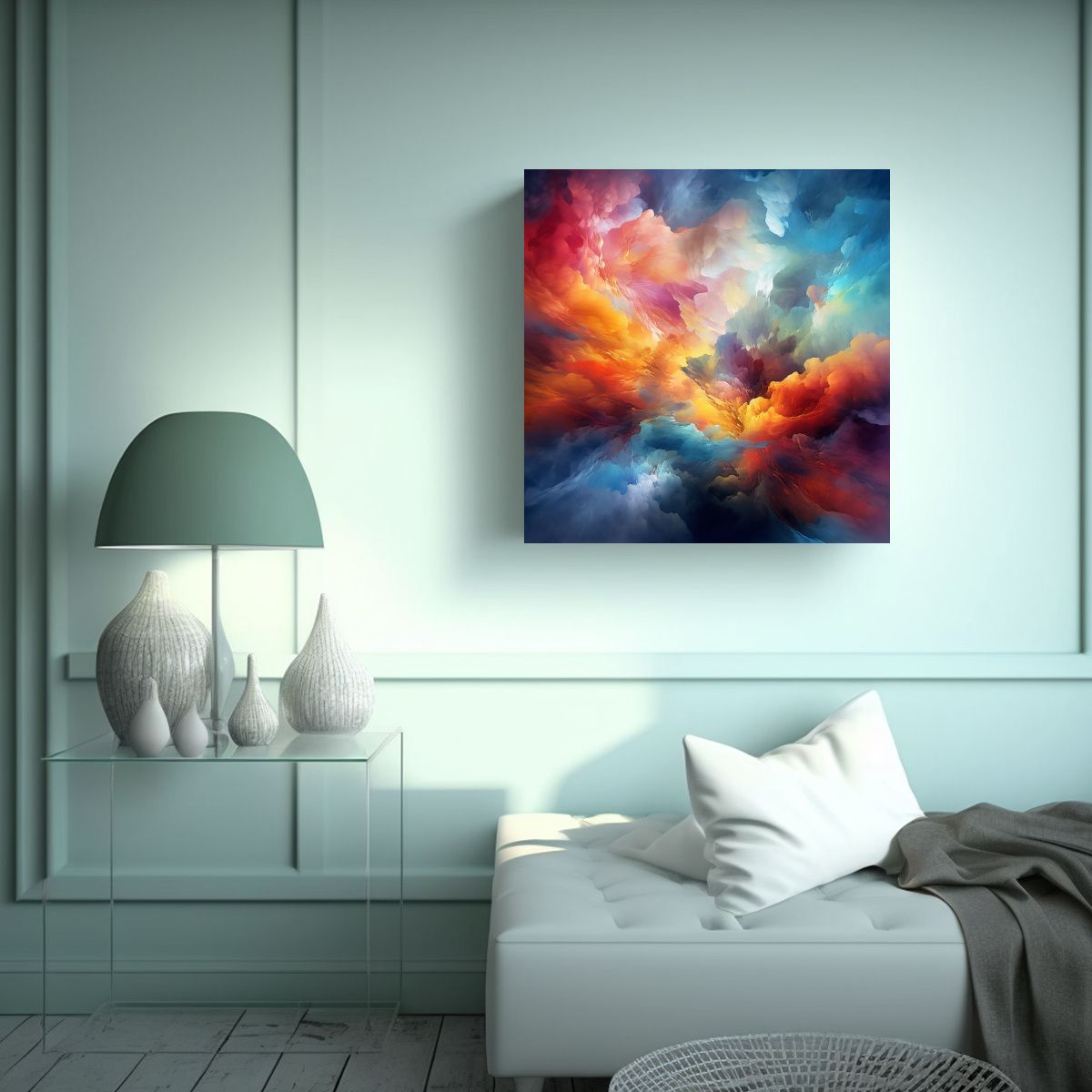 GENERICO - Cuadro Abstracto De Tonos Exposición Con Nubes 60x60 Cm