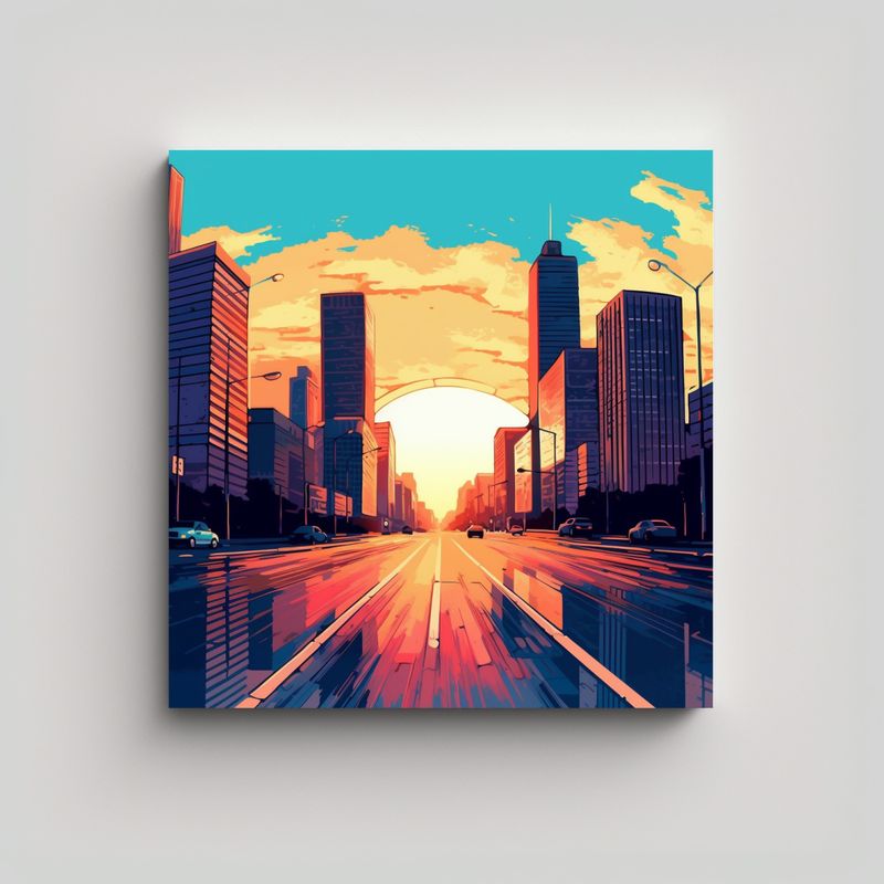 GENERICO - Cuadro Creativo Para Sala De Rascacielos Amanecer 50x50 Cm